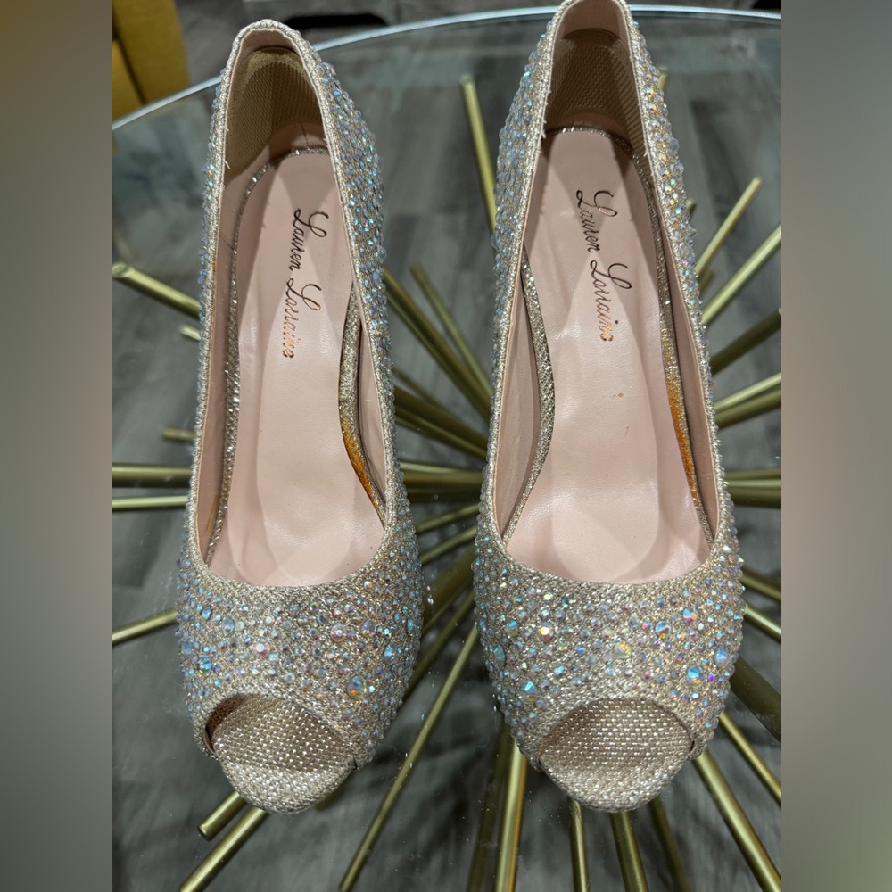 Lauren Lorraine Shoes Candy Size 7.5 Crystal Platform High Heels